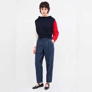 ACNE  STUDIOS - Trea Li Str Linen Blend Blue Stripe Trousers EU 36